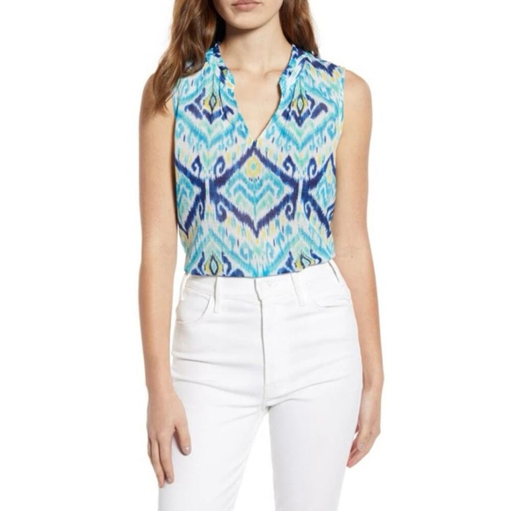 Tommy Bahama Womens Tank Blouse Imali Ikat Sleeveless Top, Multi, Size Medium